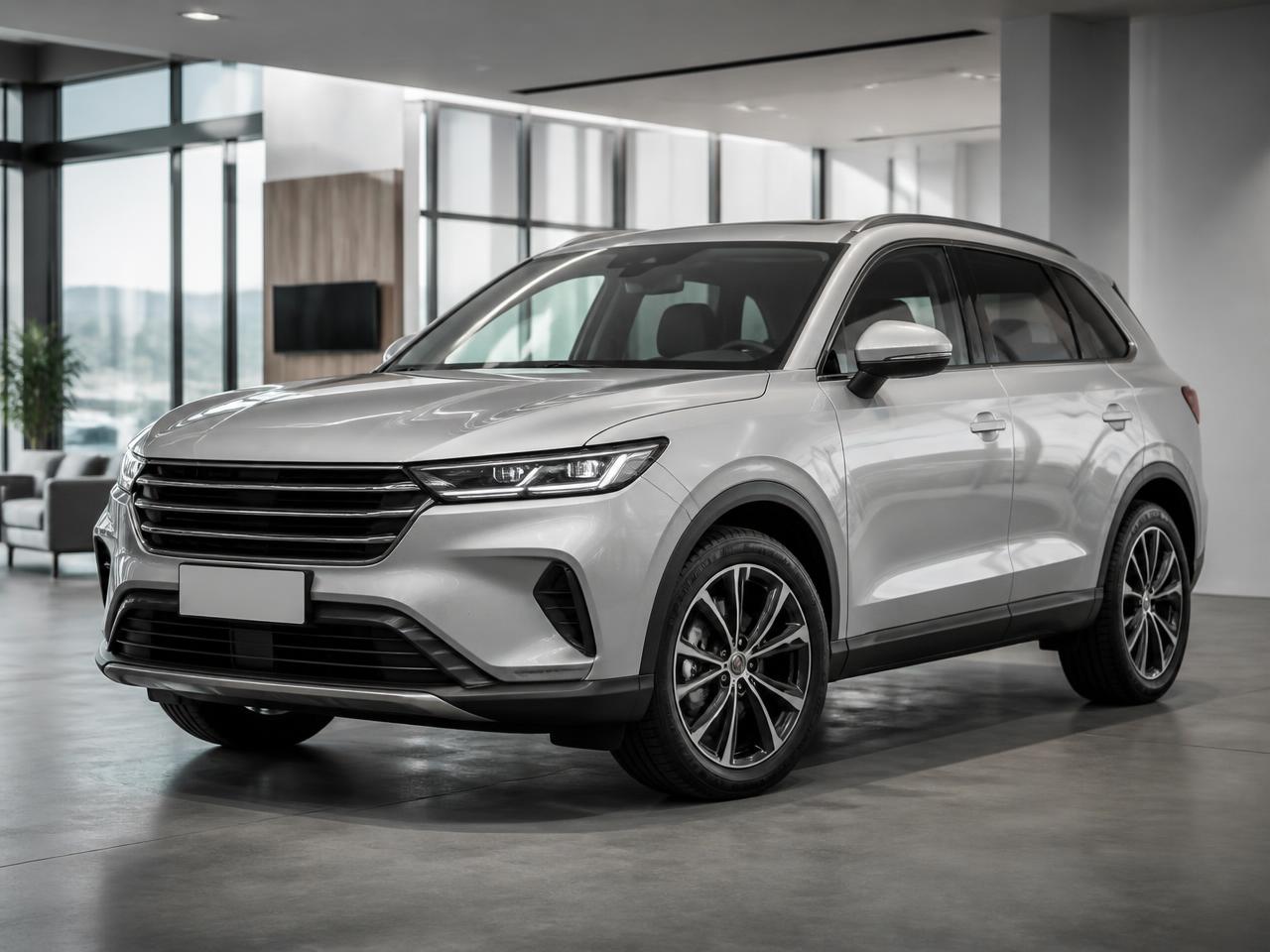 SUV moderna lista para la venta en un showroom